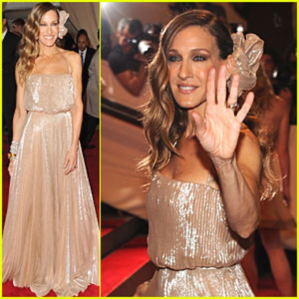 Iconic Halston Heritage Gold Dress Sarah Jessica Parker ✨✨Carrie Bradshaw ✨✨ - Picture 7 of 17